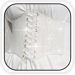 Elegant White Lace-Up Corset Belt